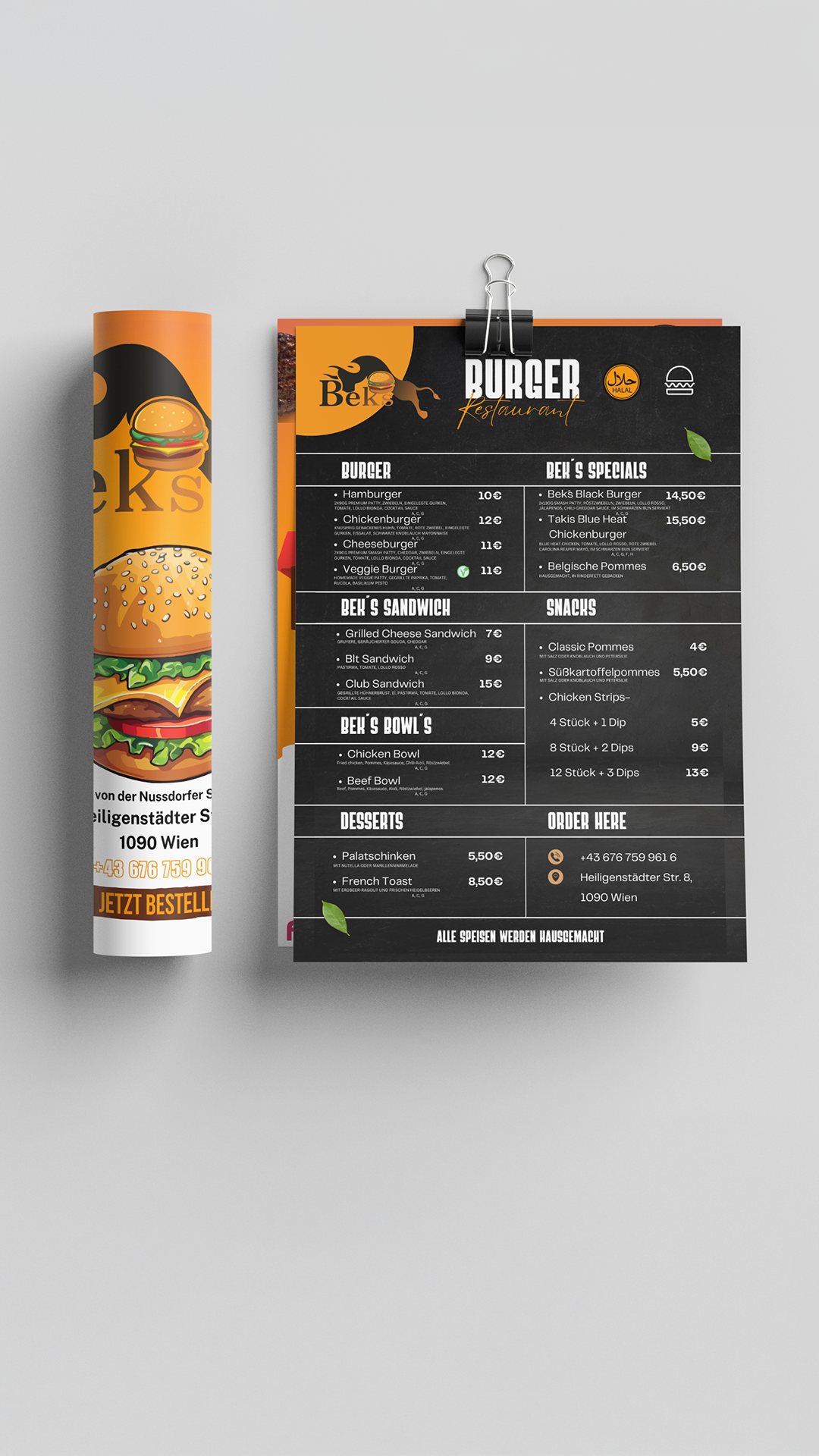 Branding & Merchandise für Bek's Burger Wien · MRX-Vision